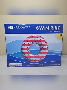 Inflatable Swim Ring With Blue Stars NIB